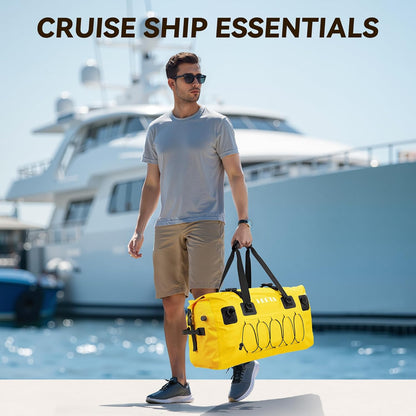Waterproof Duffel Bag Travel Motorcycle Dry Bag Backpack 60L/80L/110L | Extra Large Rolltop Duffle Bags with Straps & Handles for Kayaking Boating Canoeing Camping Hiking Beach Cruise Ship Gym