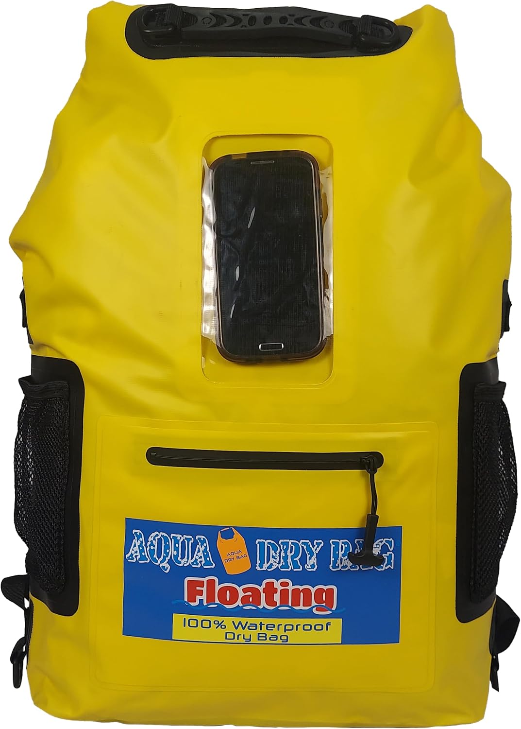 Waterproof Backpack 28L Yellow Dry Bag with Cell Phone Pouch with Exterior Window for Easy Use During All Water Sports | 28L Large Capacity | Ideal for Hiking, Boating, Rafting and Travel