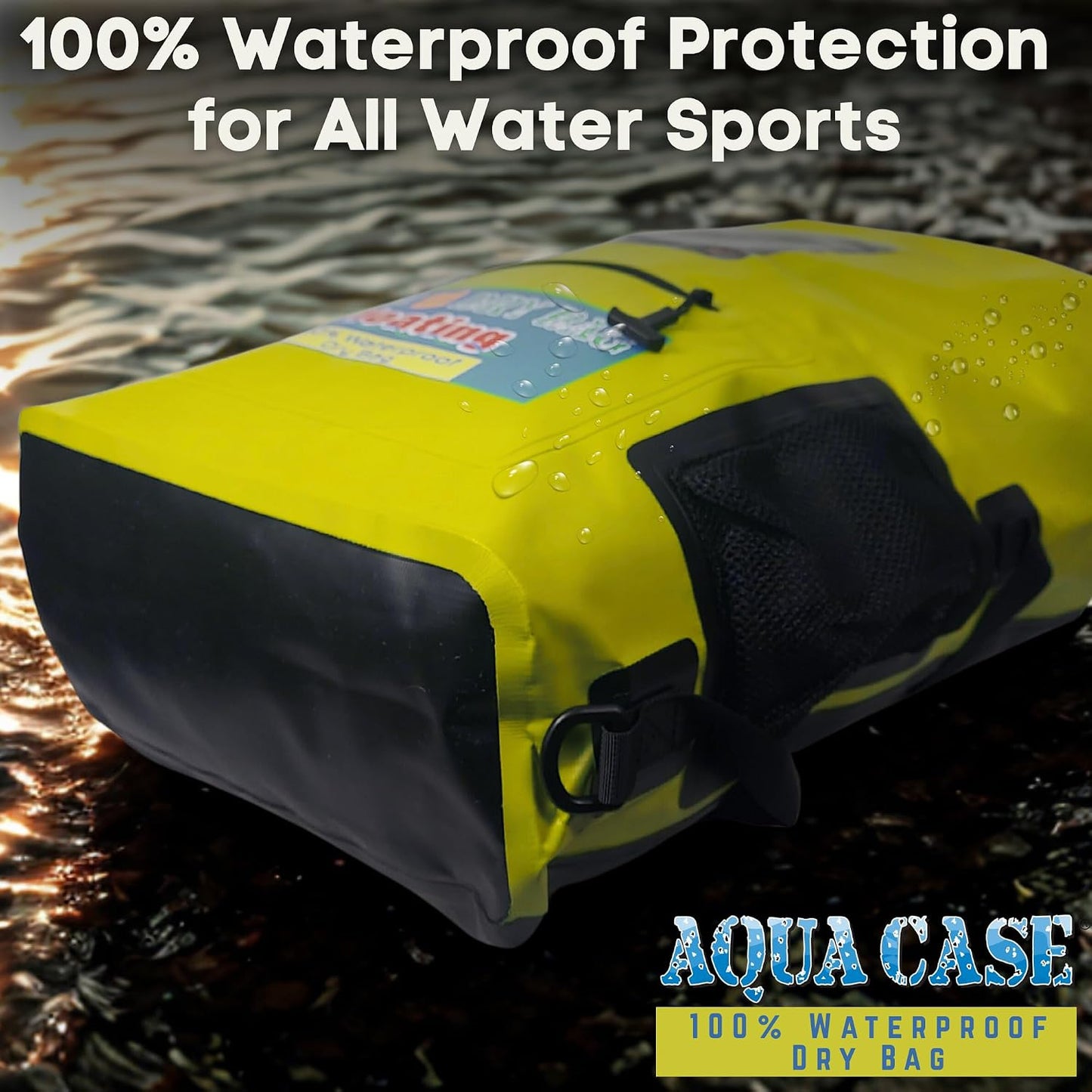 Waterproof Backpack 28L Yellow Dry Bag with Cell Phone Pouch with Exterior Window for Easy Use During All Water Sports | 28L Large Capacity | Ideal for Hiking, Boating, Rafting and Travel