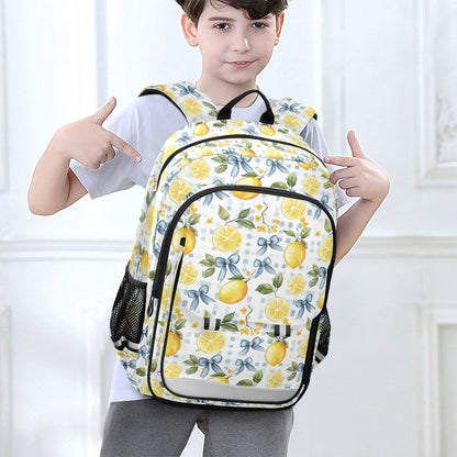 Kids Backpack Cute Bows Lemon (6) Backpack for Boys Girls Book Bag 17 Inch Daycare Laptop Bag Student Back to School Supplies