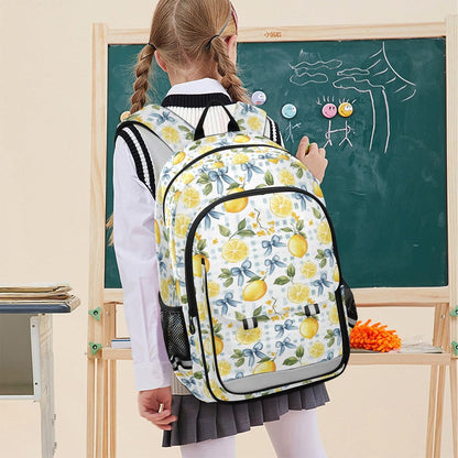 Kids Backpack Cute Bows Lemon (6) Backpack for Boys Girls Book Bag 17 Inch Daycare Laptop Bag Student Back to School Supplies