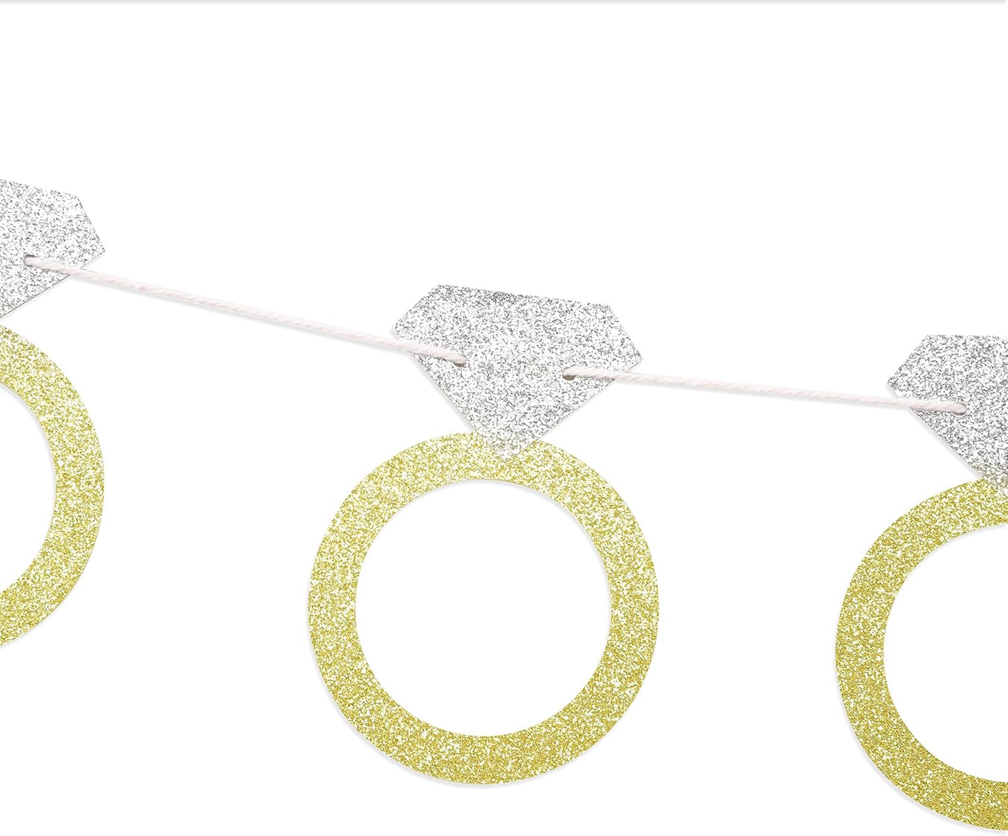 Bachelorette Party Banner - Glitter Gold and Silver Diamond Ring Banner, Engagement Party Decorations, Bride to Be Decorations, Bridal Shower Decorations