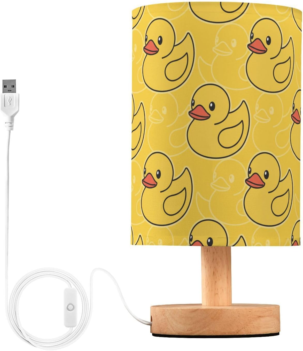 Duck Yellow Print Bedside Table Lamp for Bedroom Fabric Linen Lampshade Nightstand Lamp Desk Light Lamps for Home Dorm Office 5.12x9.7in