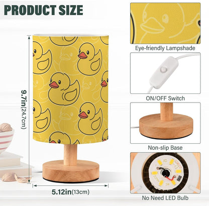 Duck Yellow Print Bedside Table Lamp for Bedroom Fabric Linen Lampshade Nightstand Lamp Desk Light Lamps for Home Dorm Office 5.12x9.7in