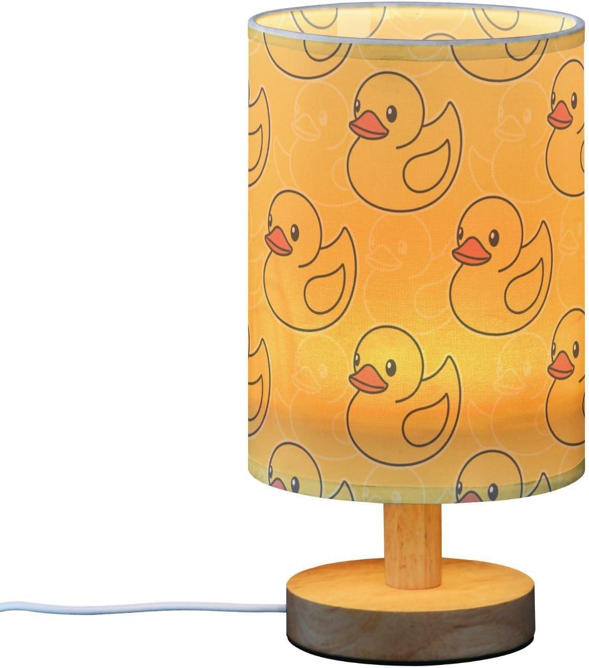 Duck Yellow Print Bedside Table Lamp for Bedroom Fabric Linen Lampshade Nightstand Lamp Desk Light Lamps for Home Dorm Office 5.12x9.7in