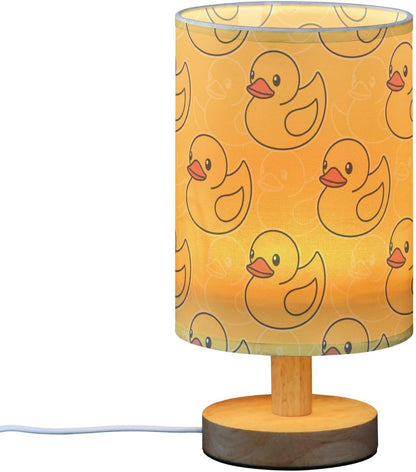 Duck Yellow Print Bedside Table Lamp for Bedroom Fabric Linen Lampshade Nightstand Lamp Desk Light Lamps for Home Dorm Office 5.12x9.7in