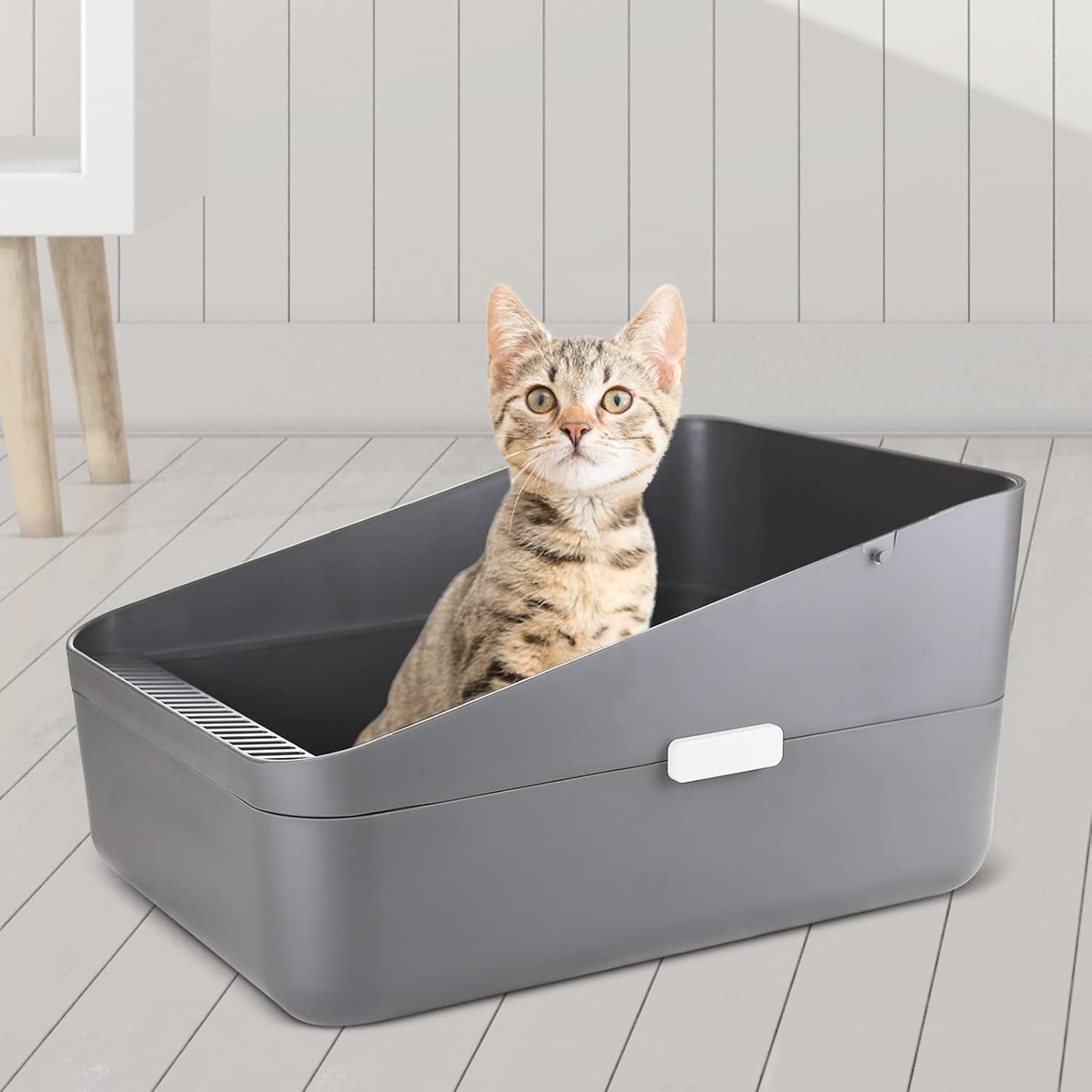 Small Cat Litter Box: Leak Resistant Durable Removable Tray | Cats Under 8 lbs / Anti Tracking Pedal / Easy Cleaning / Space Saving / Indoor Apartment Use