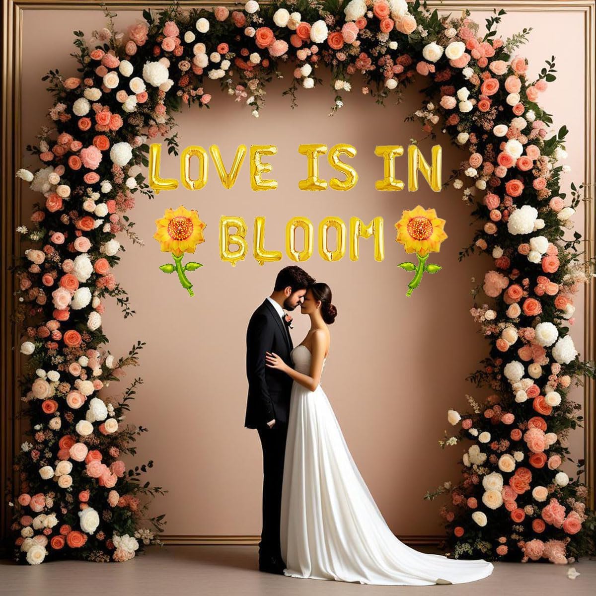 Love Is In Bloom With Sunflowers Party Banner Balloons For Engagement | Bridal Shower | Wedding Party Decoration Supplies