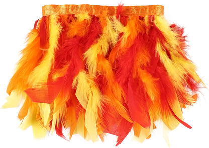 Red, Orange, Yellow Turkey Feathers Trim Fringe 2Yard 4-6inch | for Party Clothing DIY Sewing Craft Wedding Dress Decoration Natural Fluffy Turkey Feather Trim