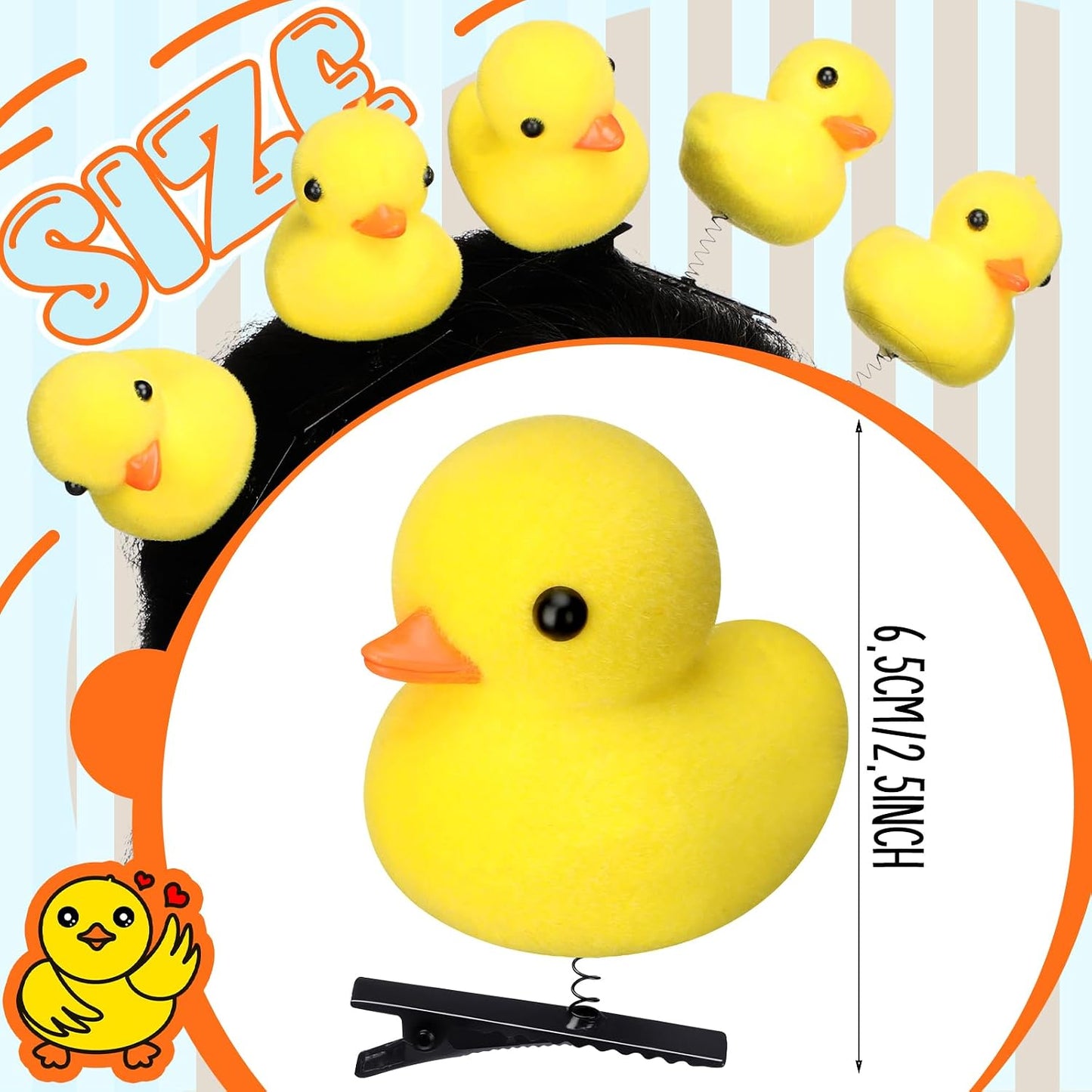 12 Pcs Duck Hair Clips Cute Festival Rave Sprouts Yellow Duck Hairpin Kawaii Cartoon Hair Accessories for Kids Adults Back to School Christmas Summer Party Props(Simple Style)