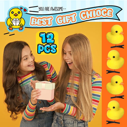 12 Pcs Duck Hair Clips Cute Festival Rave Sprouts Yellow Duck Hairpin Kawaii Cartoon Hair Accessories for Kids Adults Back to School Christmas Summer Party Props(Simple Style)