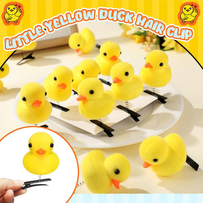 12 Pcs Duck Hair Clips Cute Festival Rave Sprouts Yellow Duck Hairpin Kawaii Cartoon Hair Accessories for Kids Adults Back to School Christmas Summer Party Props(Simple Style)