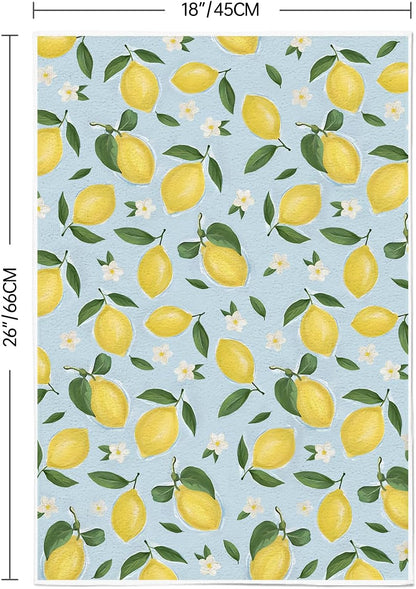 Summer Kitchen Towels 18x26 Inch Set of 2 Lemon Flower Blue Dish Towels Farmhouse Seasonal Holiday Decorative Hand Cloth for Kitchen Bathroom Decorations