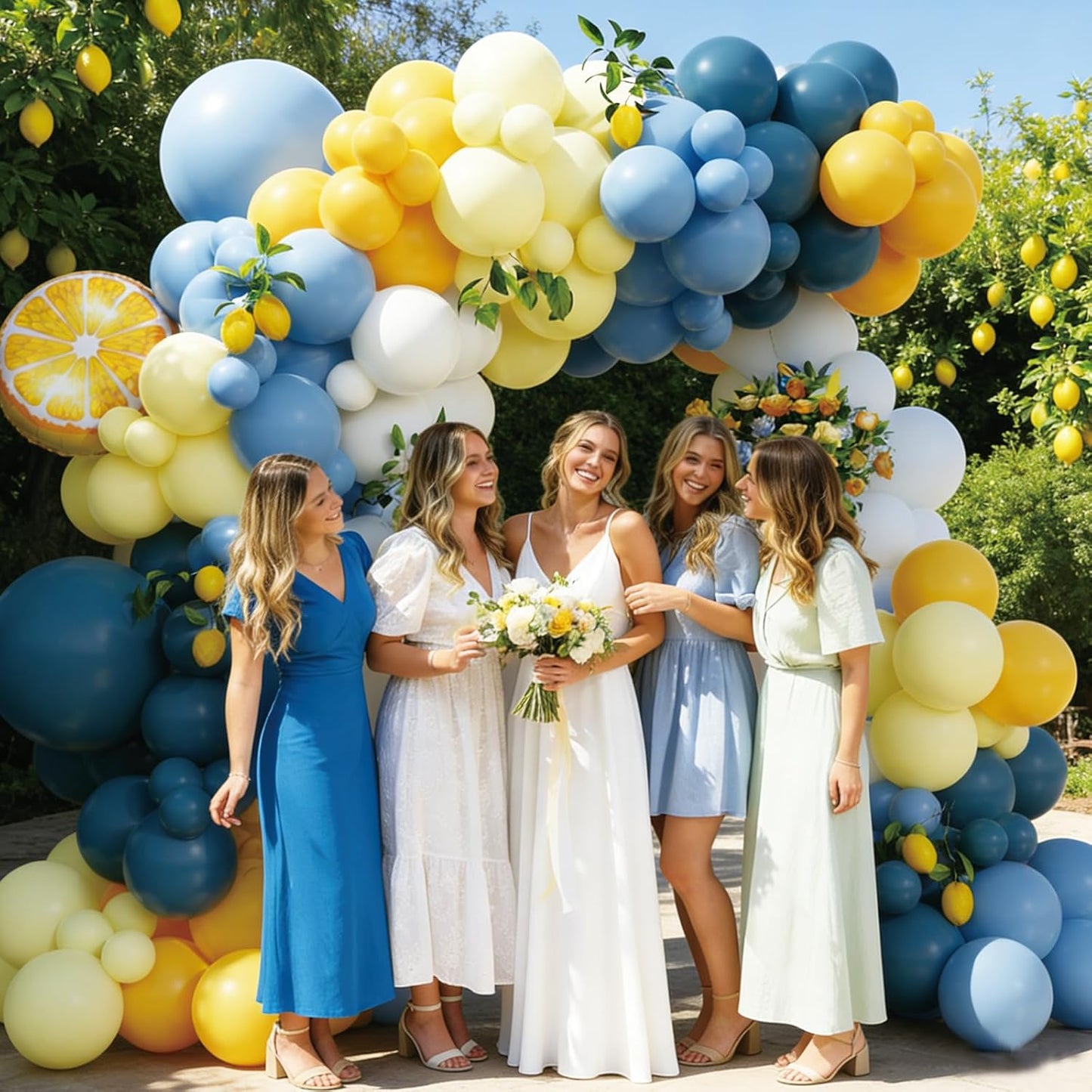 Amalfi Coast Lemon Balloon Arch Kit for Lemon Theme Party Decorations | 144pcs Blue and Yellow White Balloons with Lemon Balloons for Valentine's Day Bachelorette Bridal Shower Birthday Party Decor