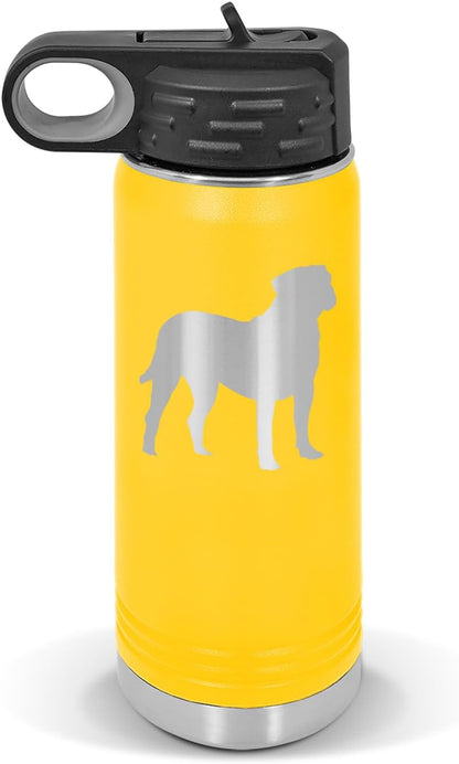 Bullmastiff Water Bottle 20 oz - Laser Engraved w/Flip Top Removable Straw - Polar Camel - Stainless - Vacuum Insulated - Drinkware - Dog Canine pet