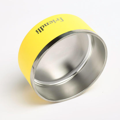 Sunshine Yellow Stainless Steel Dog Bowl – 32oz, Durable, Rust-Resistant, Double Wall Feeder, Keeps Food & Water Fresh, Ideal for Multiple Pets, Easy to Clean, Non-Slip Base