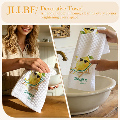 Funny Lemon Kitchen Hand Towels 16x24 Inch, Lemon Gifts for Women Men, Cute Yellow Fruit Summer Time Beach Decorative Hand Towels for Bathroom Kitchen