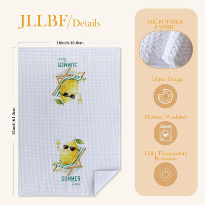 Funny Lemon Kitchen Hand Towels 16x24 Inch, Lemon Gifts for Women Men, Cute Yellow Fruit Summer Time Beach Decorative Hand Towels for Bathroom Kitchen