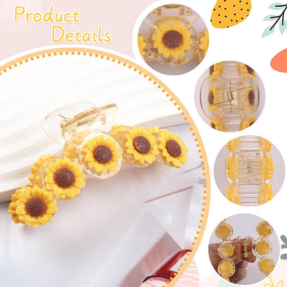 Sunflower Hair Clips Flower Hair Claw Clips Elegant Claw Clip Strong Hold Sunflower Hair Accessories for Women Girls Spring Summer Birthday Wedding Party Favors