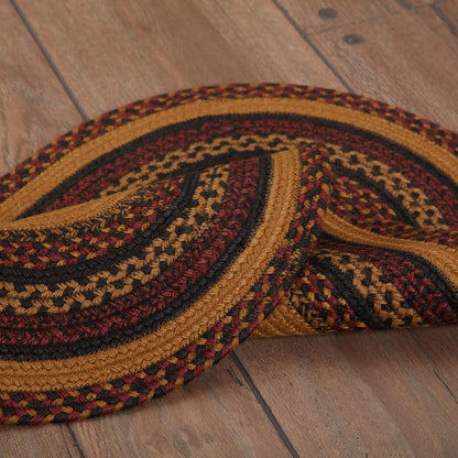 Heritage Farms Primitive Star and Pip Jute Yellow Stenciled Accent Rug Oval w/Pad 20"x30"