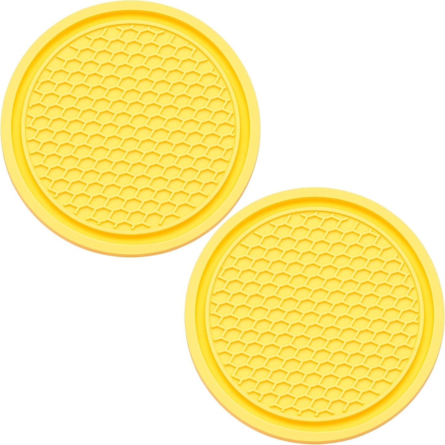 2PCS Car Cup Holder Coaster, Universal Auto Non-Slip Cup Holder Coaster, 2.75In Universal Non-Slip Recessed Car Interior Accessories (Yellow)