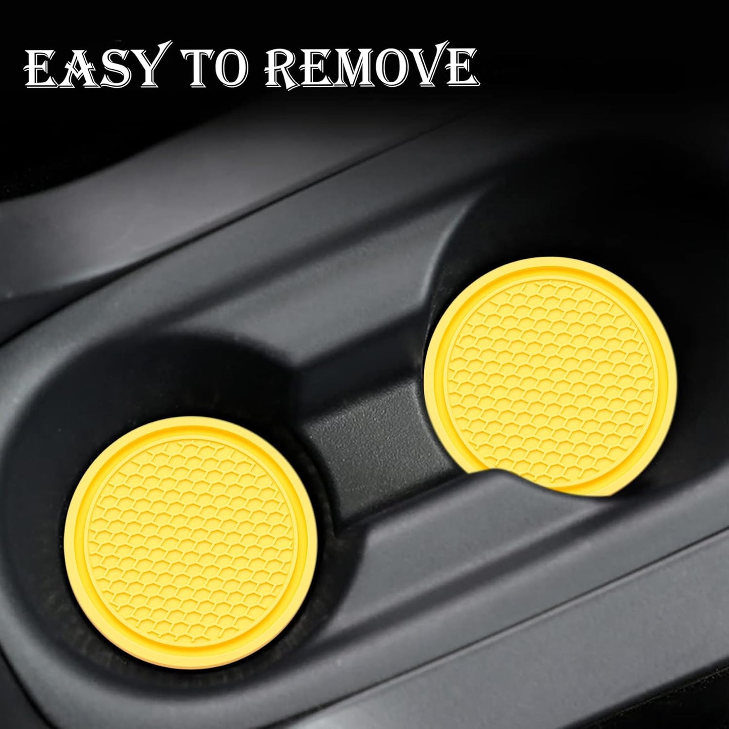 2PCS Car Cup Holder Coaster, Universal Auto Non-Slip Cup Holder Coaster, 2.75In Universal Non-Slip Recessed Car Interior Accessories (Yellow)