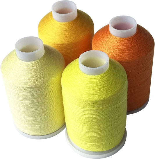 Sewing Thread Set, 4 Colors (Yellow), 40s/2, 100% Polyester, 4000 Yards (Orange Yellow Series)
