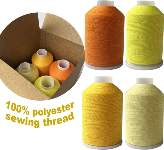Sewing Thread Set, 4 Colors (Yellow), 40s/2, 100% Polyester, 4000 Yards (Orange Yellow Series)