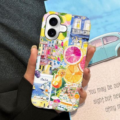 Case Compatible with iPhone 17,Durable Shock Protection Cover for Girl Women,Lemon Collage Summer