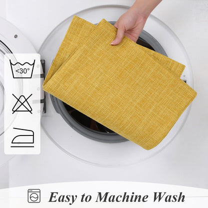 Woven Fabric Placemats Set of 4 Heat Resistant Place Mats Non Slip Washable Double Layer Cloth Placemats Reversible Table Mats Kitchen Dining Table Decor (4, Yellow)