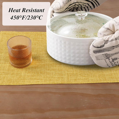 Woven Fabric Placemats Set of 4 Heat Resistant Place Mats Non Slip Washable Double Layer Cloth Placemats Reversible Table Mats Kitchen Dining Table Decor (4, Yellow)