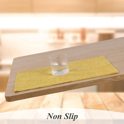 Woven Fabric Placemats Set of 4 Heat Resistant Place Mats Non Slip Washable Double Layer Cloth Placemats Reversible Table Mats Kitchen Dining Table Decor (4, Yellow)