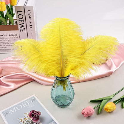 Yellow Ostrich Feathers 24pcs Natural Bulk 8-10Inch 20cm-25cm for Crafts Wedding Party Centerpieces Halloween and Home Decoration Feathers