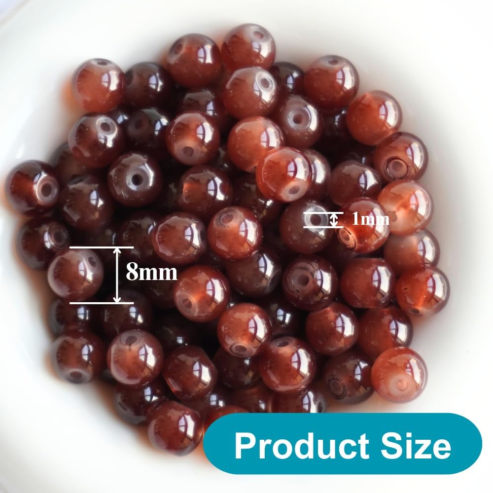 145pcs Glass Beads, 8mm Glass Beads for Barcelet and Jewelry Making DIY Crafts (Yellow)
