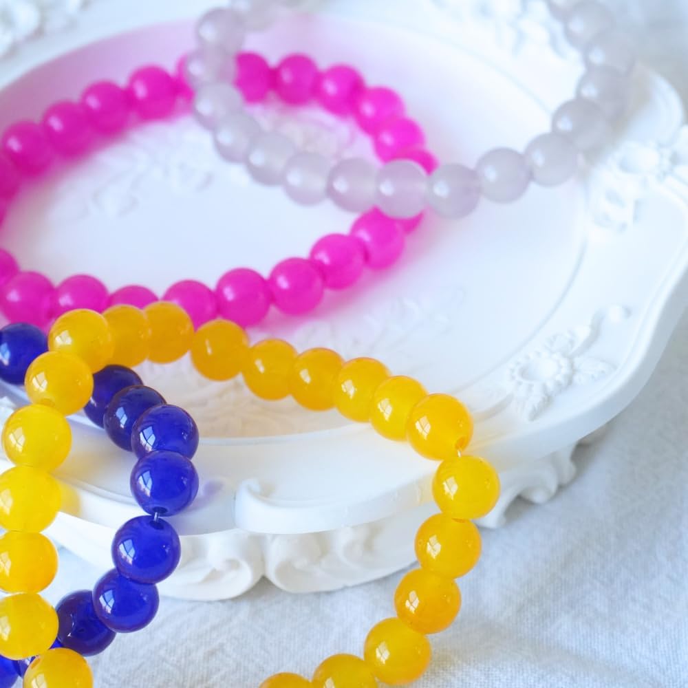 145pcs Glass Beads, 8mm Glass Beads for Barcelet and Jewelry Making DIY Crafts (Yellow)