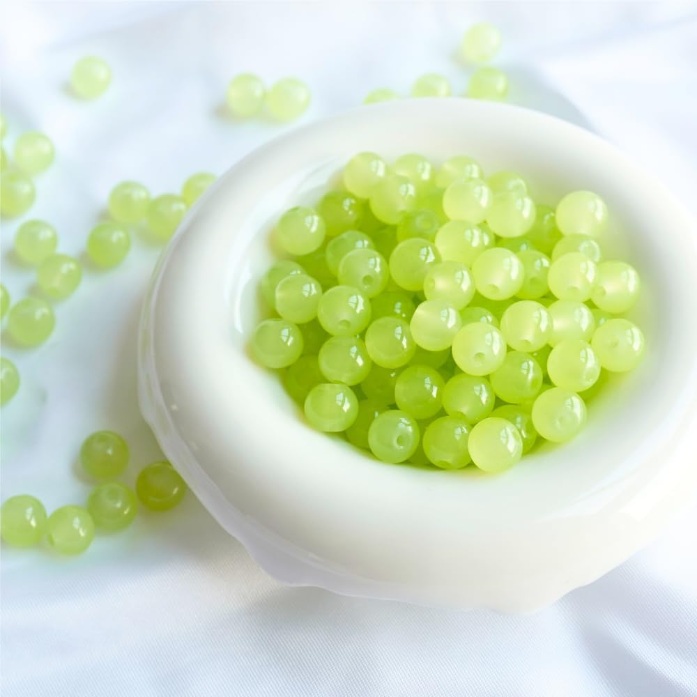 145pcs Glass Beads, 8mm Glass Beads for Barcelet and Jewelry Making DIY Crafts (Yellow)
