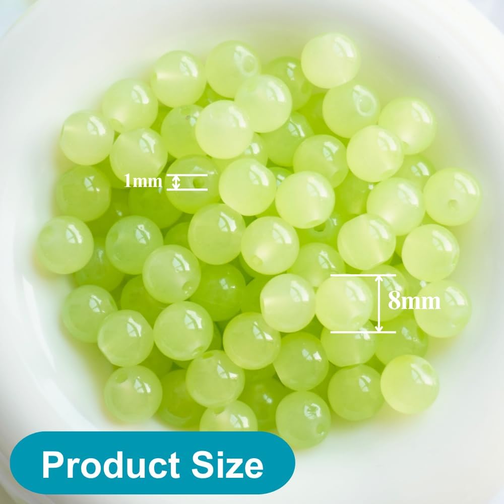 145pcs Glass Beads, 8mm Glass Beads for Barcelet and Jewelry Making DIY Crafts (Yellow)