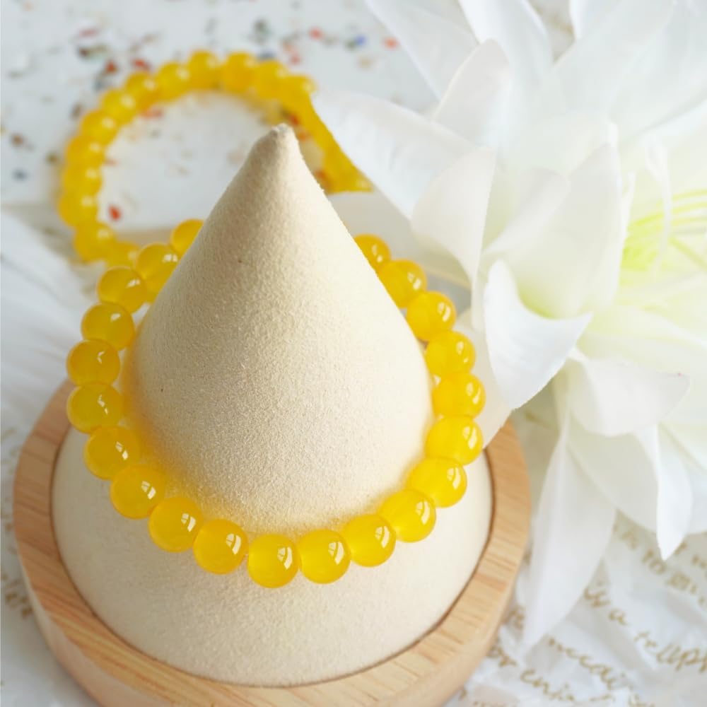 145pcs Glass Beads, 8mm Glass Beads for Barcelet and Jewelry Making DIY Crafts (Yellow)