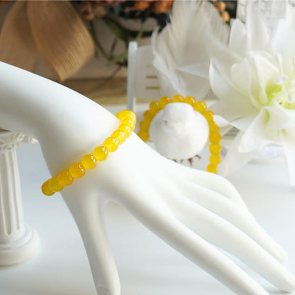 145pcs Glass Beads, 8mm Glass Beads for Barcelet and Jewelry Making DIY Crafts (Yellow)