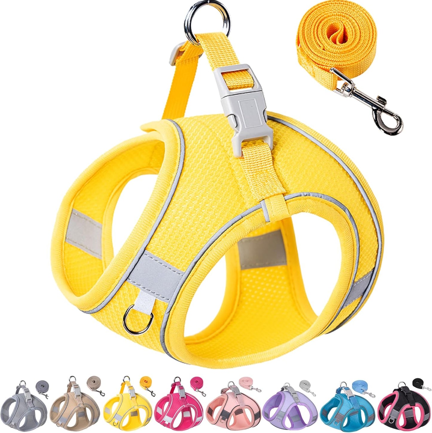 Dog Harness for Small Medium Sized Dog, Puppy Harness and Leash Set Training, Dog Harness and Leash Set, Dog Vest Harness, Dog Harness Small Sized Dog, Small Dog Harness. (Yellow, M)