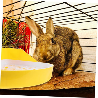 Small Animal Plastic Litter Box with Bottom Net Sturdy Bunny Potty for Rabbits Guinea Pigs Hamsters Odor Pet Toilet Tray in Yellow for Cage Training