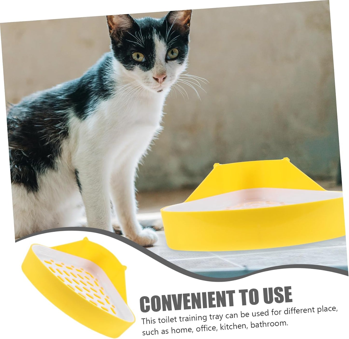 Small Animal Plastic Litter Box with Bottom Net Sturdy Bunny Potty for Rabbits Guinea Pigs Hamsters Odor Pet Toilet Tray in Yellow for Cage Training