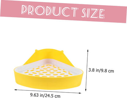 Small Animal Plastic Litter Box with Bottom Net Sturdy Bunny Potty for Rabbits Guinea Pigs Hamsters Odor Pet Toilet Tray in Yellow for Cage Training