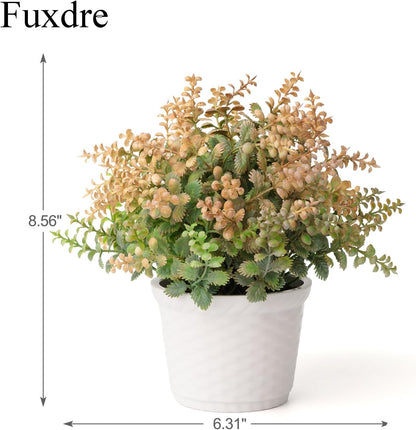 2pcs Small Artificial Plants with Flower Fake Potted Plants for Shelf Decor and Bathroom Plants Decor Livingroom Table and Office Desk(Autumn Yellow)