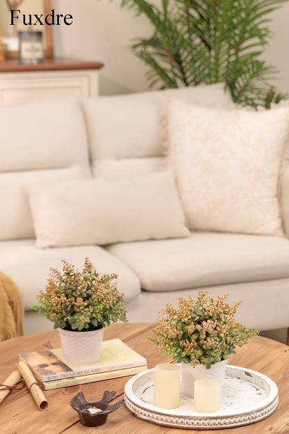 2pcs Small Artificial Plants with Flower Fake Potted Plants for Shelf Decor and Bathroom Plants Decor Livingroom Table and Office Desk(Autumn Yellow)