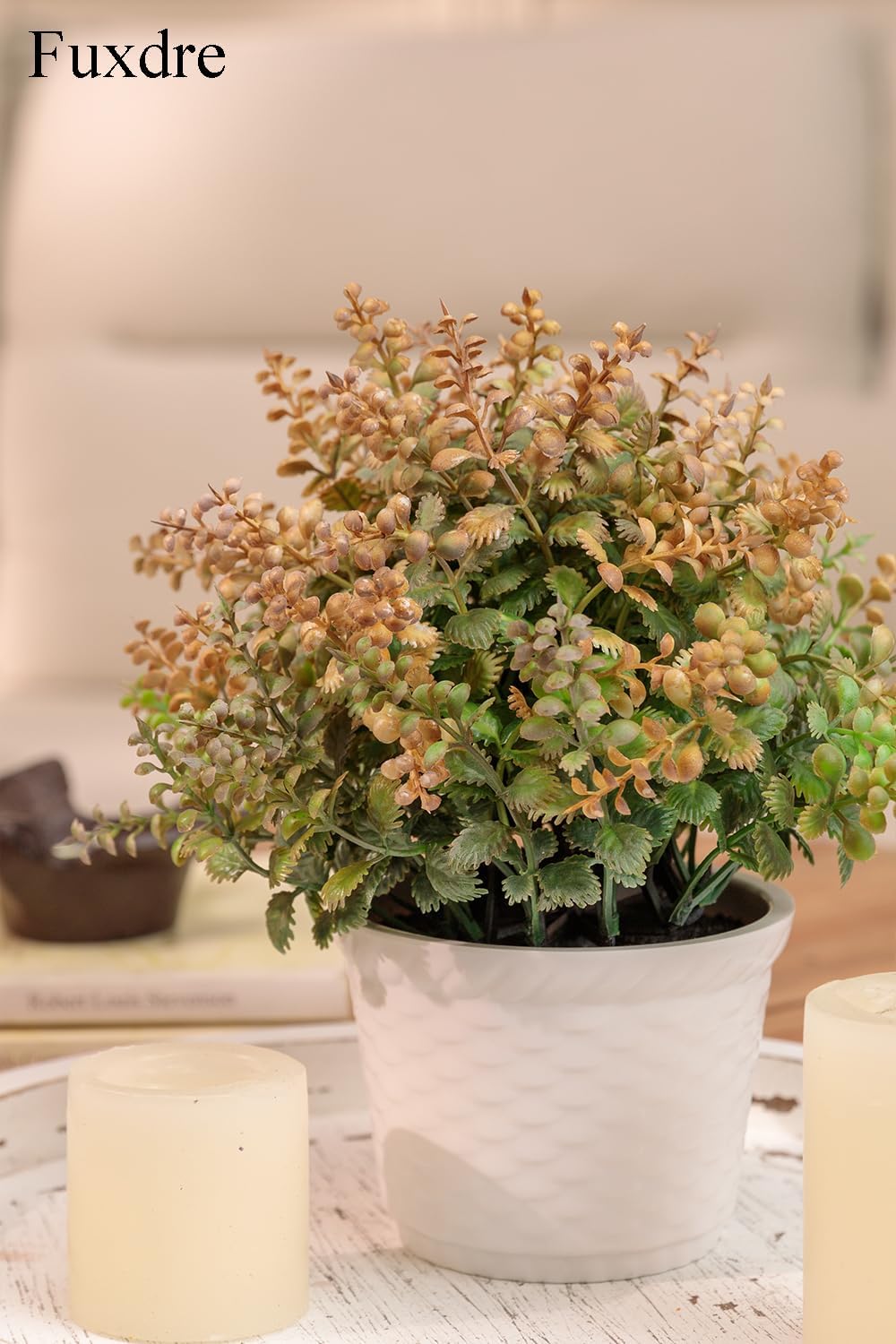 2pcs Small Artificial Plants with Flower Fake Potted Plants for Shelf Decor and Bathroom Plants Decor Livingroom Table and Office Desk(Autumn Yellow)