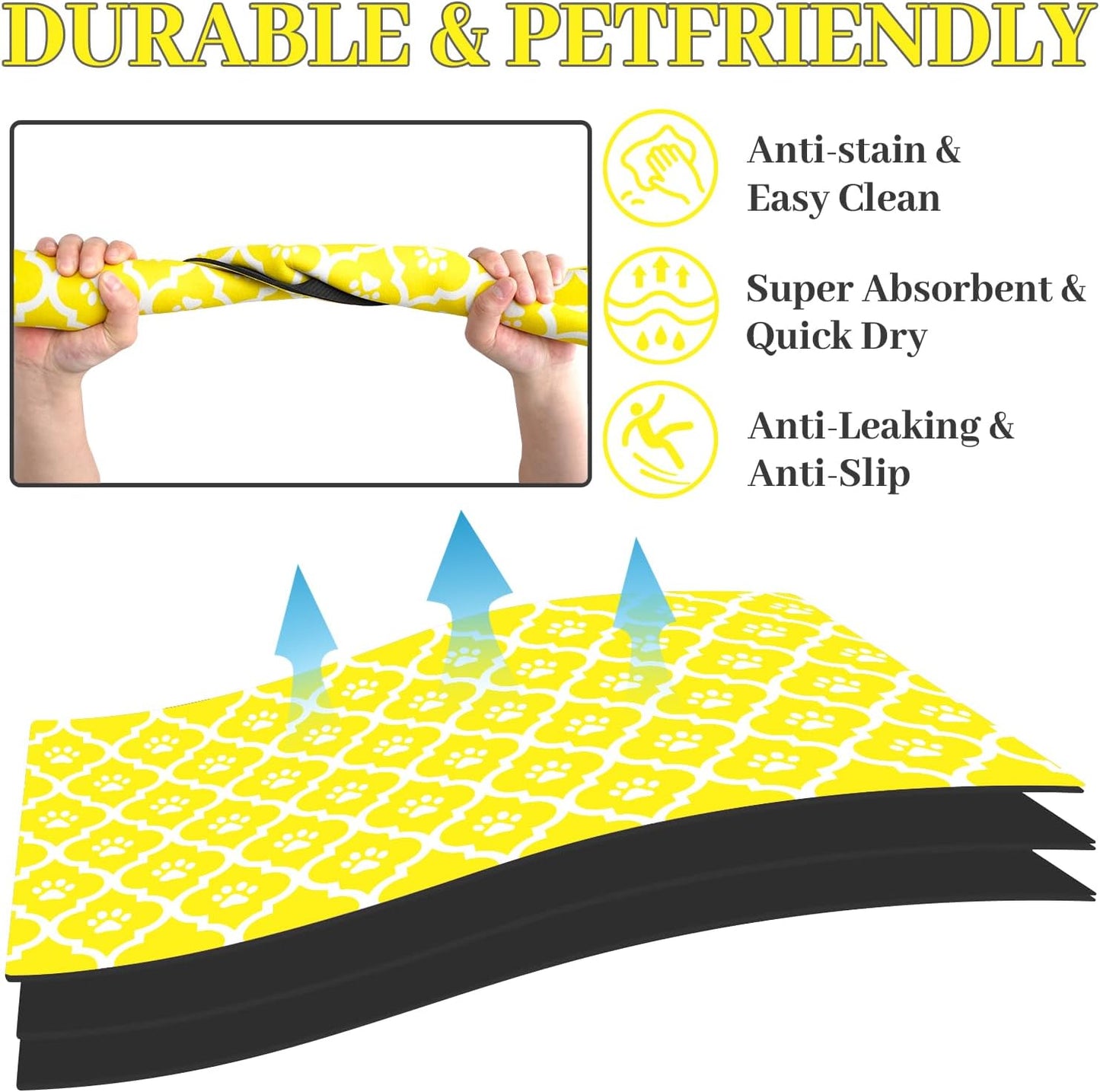 Dog Food Mat 12X20 Inch | Absorbent Pet Feeding Mats for Floor, Cat Water Bowl Placemats, Non-Slip Washable Dog Mat for Food and Water