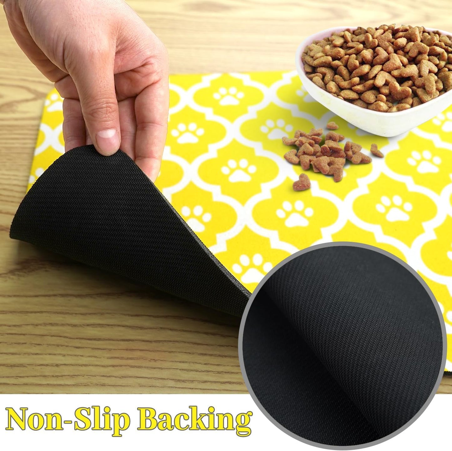 Dog Food Mat 12X20 Inch | Absorbent Pet Feeding Mats for Floor, Cat Water Bowl Placemats, Non-Slip Washable Dog Mat for Food and Water