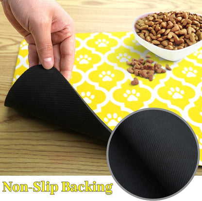 Dog Food Mat 12X20 Inch | Absorbent Pet Feeding Mats for Floor, Cat Water Bowl Placemats, Non-Slip Washable Dog Mat for Food and Water