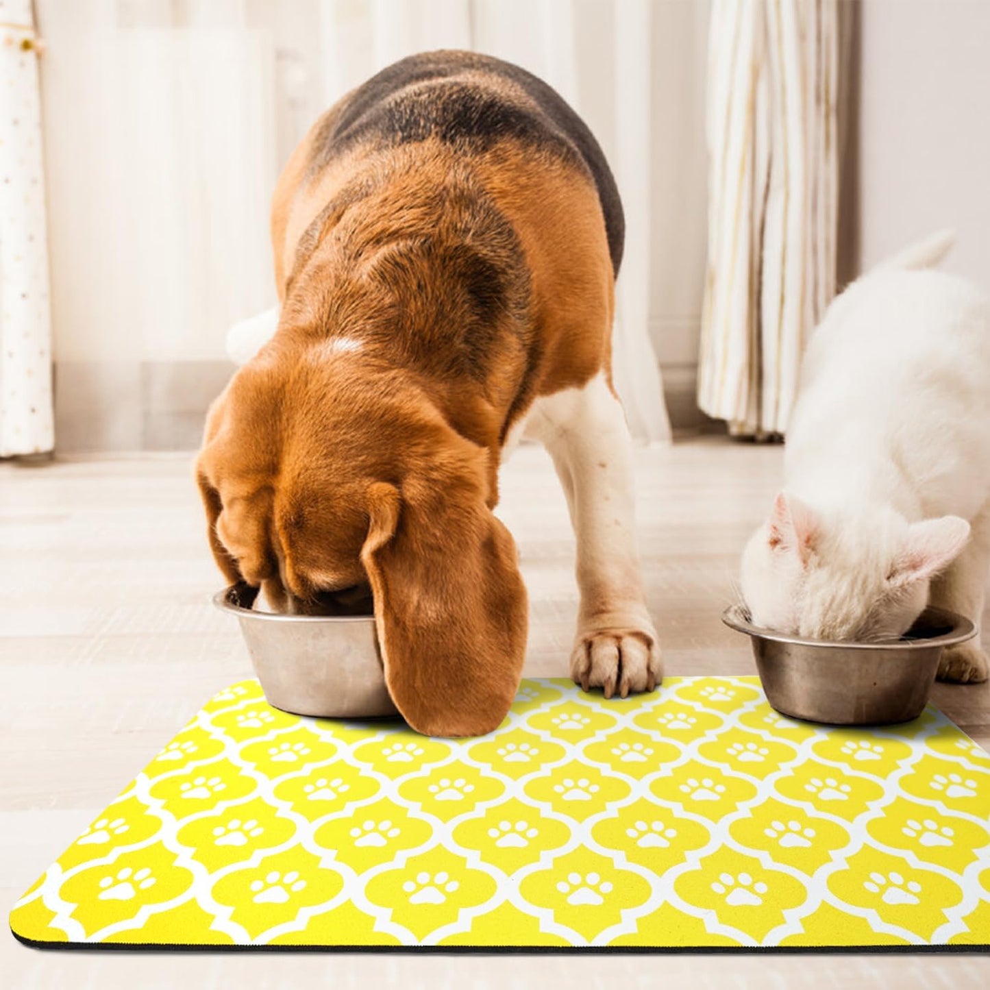 Dog Food Mat 12X20 Inch | Absorbent Pet Feeding Mats for Floor, Cat Water Bowl Placemats, Non-Slip Washable Dog Mat for Food and Water